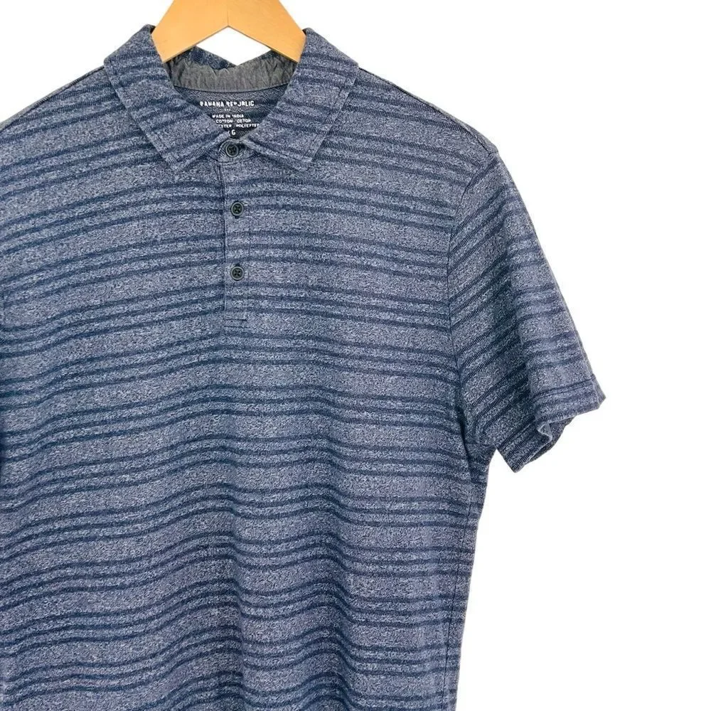 Banana Republic gray and navy stripe polo shirt size large